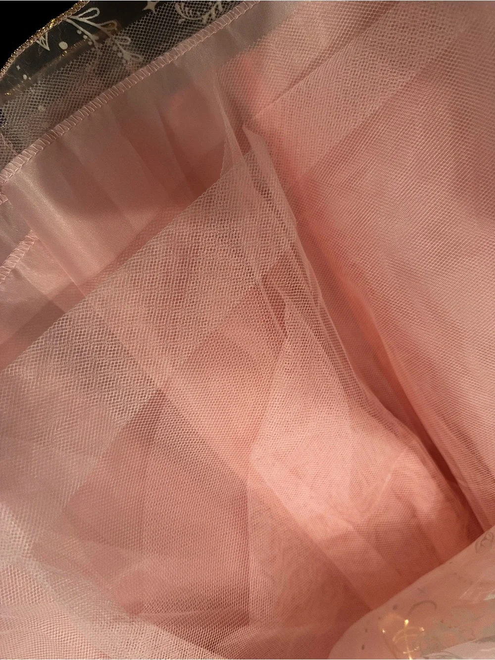 Sleeping Beauty Pink Gold Princess Tulle Capelet with Jewel Trim